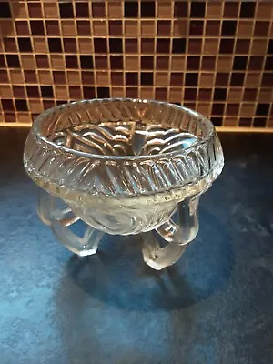 Buy Vintage Art Deco Style Thick Textured Cut Glass Footed Bowl Sugar Nuts Trinket • 9.49£