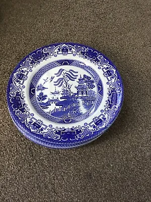 Buy Old Willow English Ironstone Pottery Dinner Plate Blue & White 25cm Ex Condition • 50£
