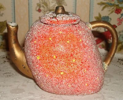 Buy Small Strawberry Teapot Unusual Shape Bisque China Gold Spout Handle • 8.11£