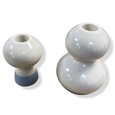 Buy $216 Marloe Marloe Gray White Décor Candle Holder Mixed Pair Fractured Gloss • 66.38£
