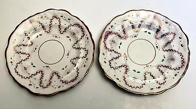 Buy Pair Of Antique 19th Century Sunderland Pink Lustre Ware Dessert Plates • 10£