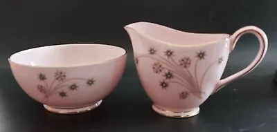 Buy Vintage Tuscan Bone China  Galaxy  Pink Sugar Bowl And Milk Jug • 14£