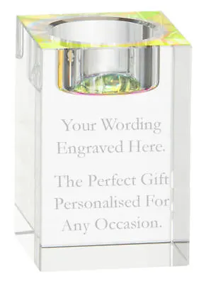Buy Personalised Crystal Tea Light Holder Engraved Glass Candle Holder Wedding Gift • 20.95£