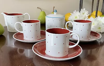 Buy Vintage Collectible Susie Cooper Coffee Set Blue Red  Polka Dots Bone China • 29£