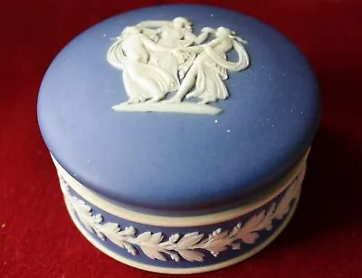 Buy Antique Wedgwood Jasperware Blue Lidded Pot / Trinket Box • 10£