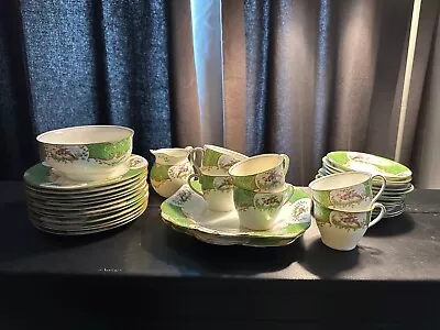 Buy Tea Service Aynsley Green With Bird Design. Beautiful Excellent Condition. • 54.99£
