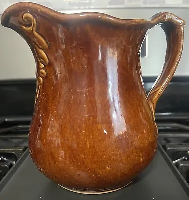 Buy Antique Bennington Rockingham Brown Glaze Stoneware Pitcher • 13£