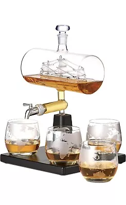Buy Oak & Steel - Whiskey Decanter Glass Spirit Dispenser • 50£