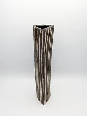 Buy ✨ 12.5  Larry Halvorsen Triangle Vase Sgraffito 1997 Studio Art Pottery Signed • 150.22£