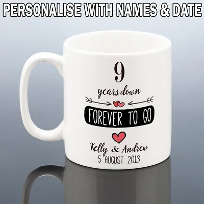 Buy 9th WEDDING ANNIVERSARY MUG Gift 9 Years Pottery Anniversary Ceramic Cup Wife • 9.99£