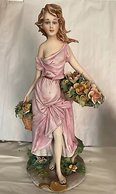 Buy Stunning Capodimonte - Girl Carrying Baskets Of Flowers - 38cm • 24.99£