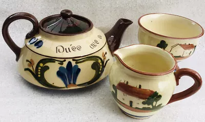Buy Tea Pot Sugar And Creamer Set Dartmouth Pottery Devon Motto Ware In England Vgc • 29.99£