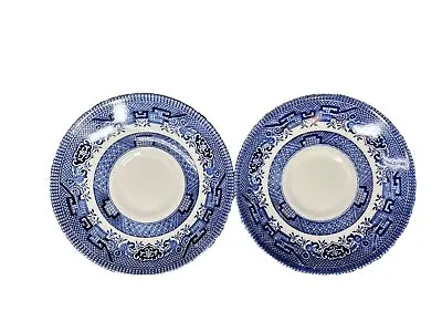 Buy Set Of 2 Churchill China England BLUE WILLOW Saucers 5 1/2  Fine Dinnerware New • 12.49£