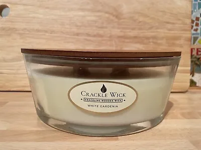Buy Crackle Wick Candle - White Gardenia Scented Large Candle In Glass Jar 485g • 0.99£