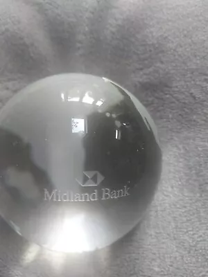 Buy Rare Find Midland Bank Glass Paperweight Etched Globe With Pre Merger HSBC Logo • 10£