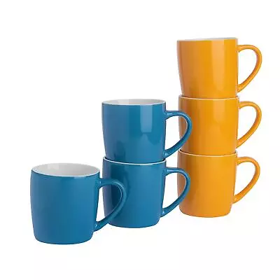 Buy 6x Tea Coffee Mugs Set - 350ml - Ceramic - Blue & Yellow • 17£