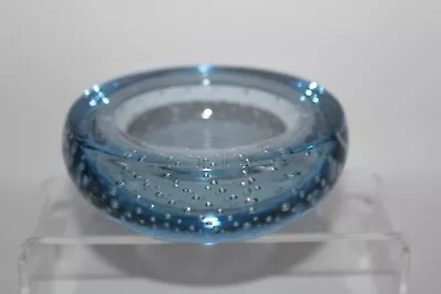 Buy Vintage Whitefriars Glass Mid Century Modern Pale Blue Controlled Bubble Dish • 4.99£