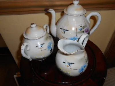 Buy Antique Chinese Teapot Milk Jug Sugar Bowl Set • 85£