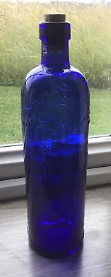 Buy Vintage Parlane Collection Decorative Cobalt Blue Glass Bottle With Cork Stopper • 15£