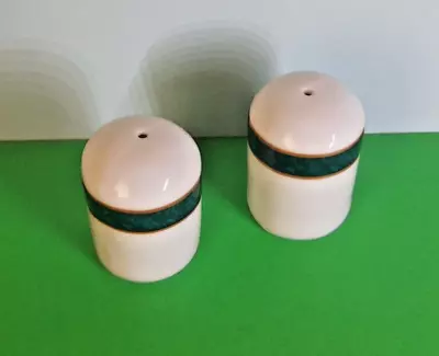 Buy Two Royal Doulton Salt / Pepper Pots With Green / Gold Banding  P51/2 • 4.95£