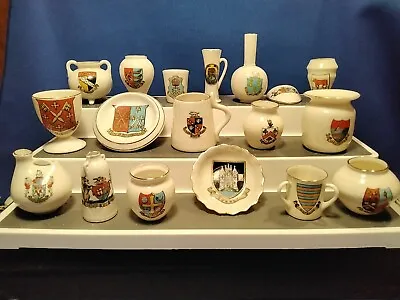 Buy Collection Of 18 W.H.Goss Crested Ware Norfolk, Suffolk, Surrey,Worcester Etc  • 20£