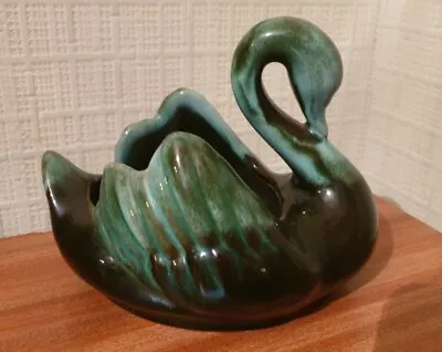 Buy Beautiful Vintage Blue Mountain Canadian Pottery Swan Figurine Green/black Glaze • 10£