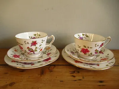Buy Vintage Crown Staffordshire Bird Of Paradise Tea Cup Saucer & Tea Plate Trio X 2 • 12£