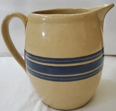 Buy Antique HULL Pottery Yelloware Zane Grey Saturn Blue Rings 6  Pitcher • 91.25£