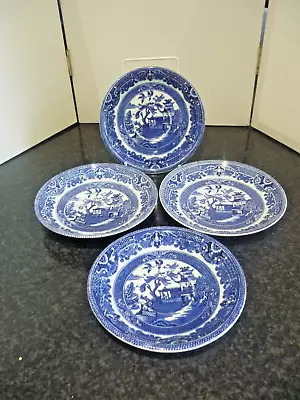Buy Vintage Burleigh Ware Blue Old Willow Pattern 4x  Saucers • 22£