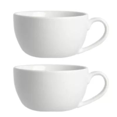 Buy Cappuccino Cup White Porcelain Round Coffee Tea Cup Hot Chocolate 350ml 2Pcs • 6.95£