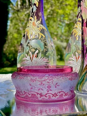Buy Baccarat Vase Eglantier Pattern Cranberry Acid Etched • 197.65£