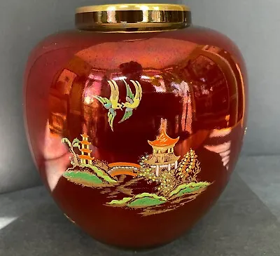 Buy Vintage England Carlton Ware Rouge Royale Mikado Chinoiserie Ginger Jar Vase EUC • 45.30£
