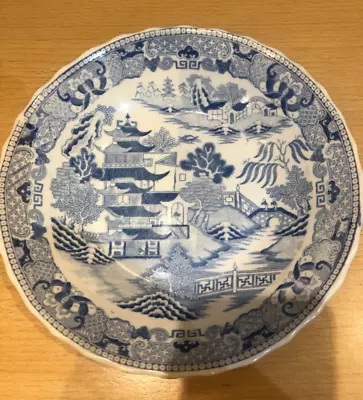 Buy MILES MASON Antique Blue & White Two Temples Patterned Dish Ca.1805-1810 • 13.99£