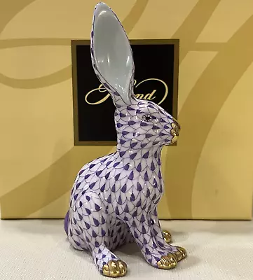 Buy Herend Bunny Figurine Jack Rabbit  Lavender Lilac Purple Fishnet Brand New • 417.92£