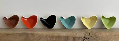 Buy Set Of 6 Mid Century Modern Small Shaped Pottery Dishes In Different Colours • 45£