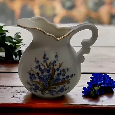 Buy Vtg Lefton Light Blue Bud Vase Hand Painted Blue Flowers Mini Vase Small  • 9.70£
