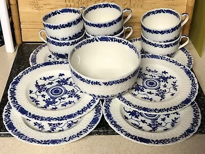 Buy Minton Potteries Blue Gower Pattern 6 Side Plates 6 Cups & Sugar Bowl • 10.95£