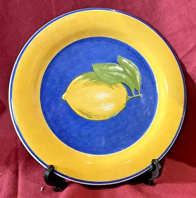 Buy Vintage Quadrifoglio Blue & Yellow Lemon Design 20cm Salad/Dessert Plate VGC • 5£