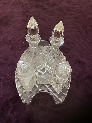 Buy Antique 19c Unusual Cut Glass Crystal  Condiment Set/TrayShaped To Fit Together • 50£
