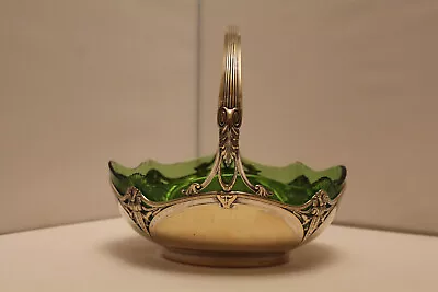 Buy Antique WMF Art Nouveau Fruit Bowl Circa 1910 With Green Glass Liner • 31£