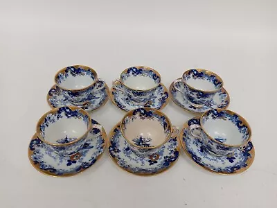Buy Royal Albert Blue Pagoda Pattern Crown China Tea Cups + Saucers - Set Of 6 • 12.50£
