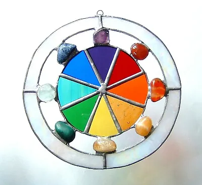 Buy Rainbow Chakra Gemstone Colour Wheel Stained Glass Suncatcher Window Hanging • 29.95£
