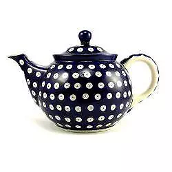 Buy Medium Teapot - Blue Eyes/Blue With White Spots - 0.9 Litre - Polish Pottery • 37.50£