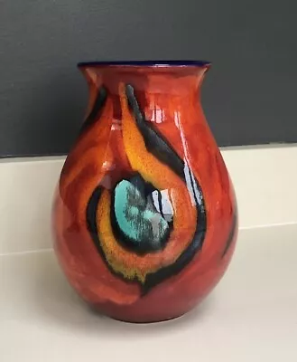 Buy Poole Pottery Volcano 'Peacock' Vase 16cm - With Artist Mark • 49£