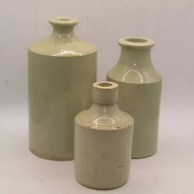 Buy Vintage Stoneware Glazed Storage Jar Pot Bottle X THREE • 29.95£