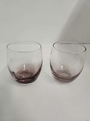 Buy Pier 1 Stemless Wine Raspberry Crackle Glass 2 3/4  20 Ounces • 23.72£