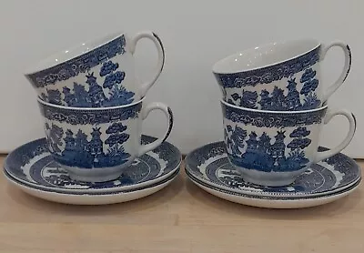 Buy Johnson Brothers Ironstone Blue Willow Pattern 4 Sets Of Cups And Saucers • 15£