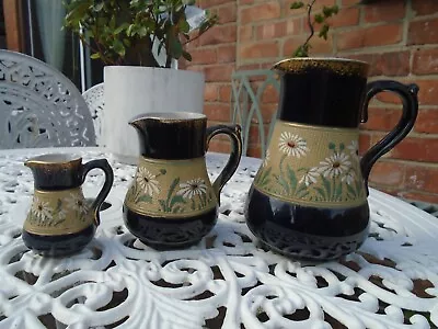 Buy 3 Different Sized Lovett Art Deco Langley Mill Stoneware Pottery Daisy  Jugs • 10£