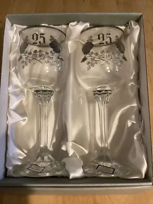 Buy 25th Anniversary Gift Vintage Bohemian Hand Cut 24% Lead Crystal Wine Glasses  • 10£