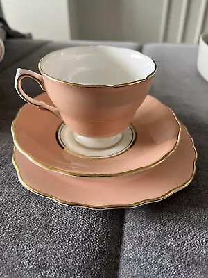 Buy Colclough Bone China Harlequin Salmon Cup, Saucer And Plate Set • 6£
